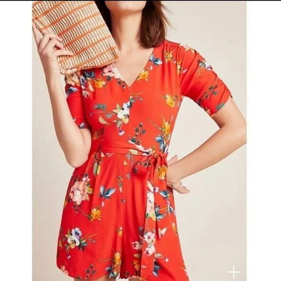 Yumi Kim Pants - NEW Yumi Kim 'Flawless Romper' Floral Symphonay Red One Piece